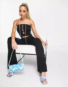 Вязаный топ с вырезами и кубиками ASYOU, черный