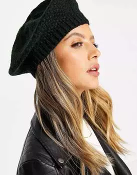 Черный вязаный берет крючком ASOS
