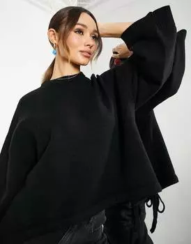 Черный вязаный джемпер с кулиской по краю ASOS EDITION