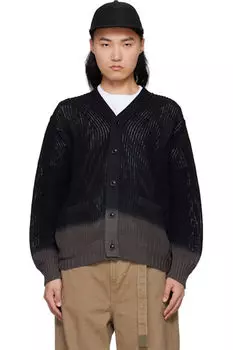 Черный вязаный кардиган Garment Dye sacai