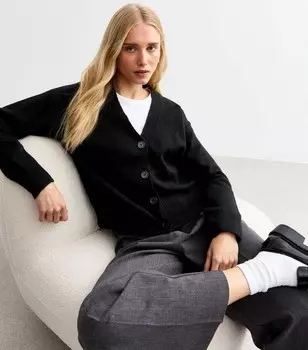 Черный вязаный кардиган на пуговицах New Look, черный