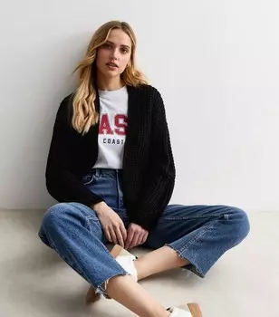 Черный вязаный кардиган New Look, черный