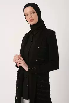 Черный вязаный кардиган в полоску с блестками на пуговицах ALL DAY