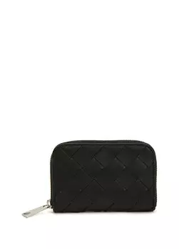 Черный вязаный мужской кожаный кошелек с текстурой Bottega Veneta