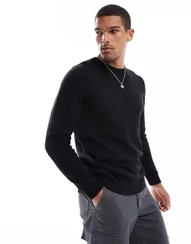 Черный вязаный свитер средней плотности ASOS DESIGN