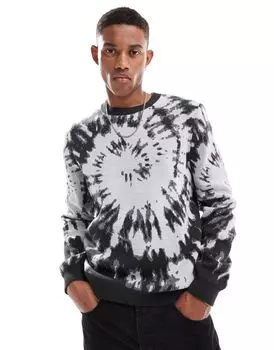 Черный вязаный свитер свободного кроя с узором тай-дай ASOS DESIGN