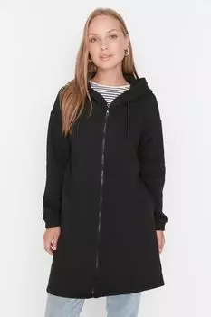 Черный вязаный свитшот с капюшоном Trendyol Modest