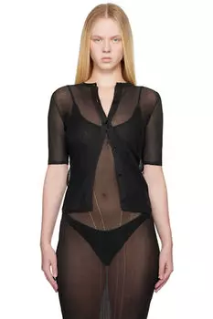 Черный вязаный технический кардиган ALAINPAUL