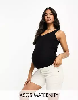 Черный вязаный топ без рукавов с v-образным вырезом ASOS DESIGN Maternity