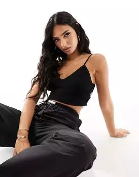 Черный вязаный топ-бюстье Sixth June