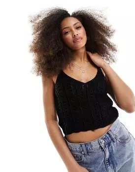 Черный вязаный топ крючком ASOS DESIGN — часть комплекта