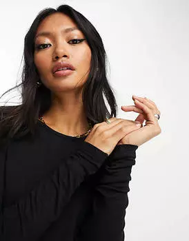 Черный вязаный вырез с круглым вырезом и длинными рукавами ASOS DESIGN