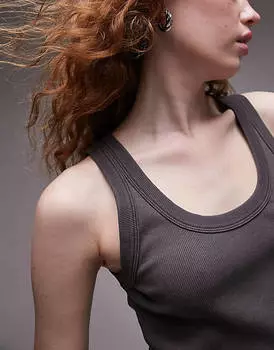 Черный выстиранный жилет Topshop в рубчик с кислотной стиркой Ultimate