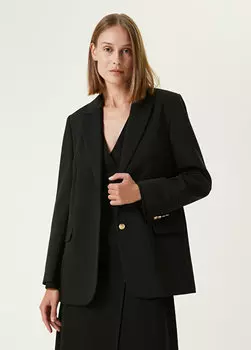 Черный жакет из тонкой шерсти с ласточкиным воротником Beymen