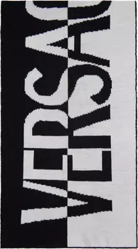 Черный жаккардовый шарф с логотипом Versace Jeans Couture