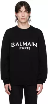 Черный жаккардовый свитер Balmain
