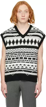 Черный жаккардовый жилет Solid Homme