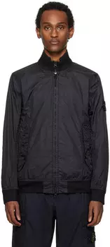 Черный жатый бомбер Stone Island