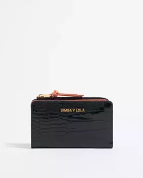 Черный женский кошелек с гравировкой под крокодила Bimba y Lola