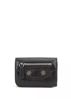 Черный женский кожаный кошелек mini le cagole Balenciaga