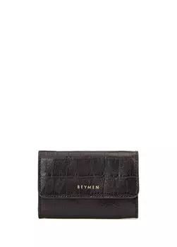 Черный женский кожаный кошелек с текстурой крокодила Beymen