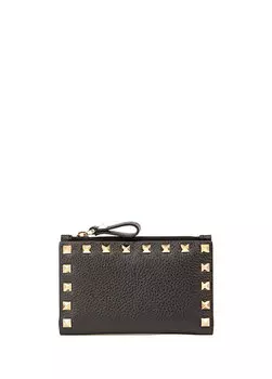 Черный женский кожаный кошелек Valentino Garavani