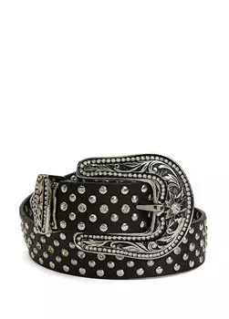 Черный женский кожаный ремень с шипами Academia