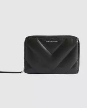 Черный женский кожаный стеганый кошелек Claudie Pierlot, черный