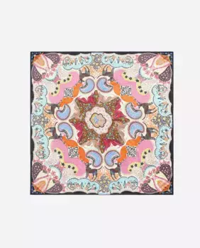 Черный женский шарф с принтом борзой и листьев Bimba y Lola, мультиколор