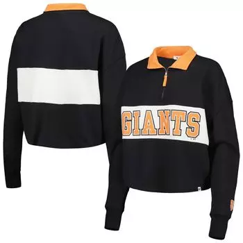 Черный женский укороченный топ с молнией четверти San Francisco Giants Remi '47