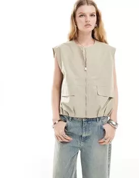 Черный жилет без воротника без рукавов ASOS DESIGN