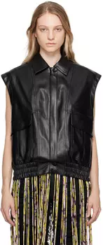 Черный жилет из искусственной кожи на молнии OPEN YY