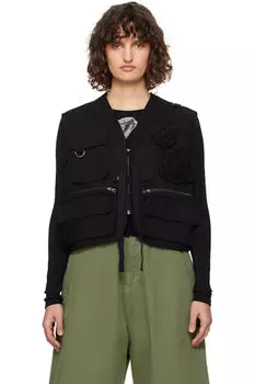 Черный жилет-карго с аппликацией OPEN YY