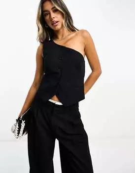 Черный жилет на одно плечо ASOS