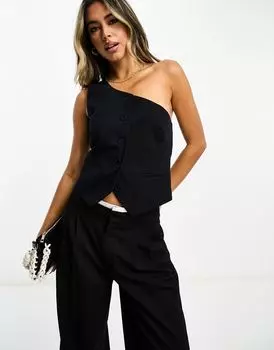Черный жилет на одно плечо ASOS DESIGN