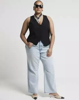 Черный жилет на пуговицах River Island plus
