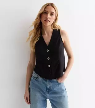 Черный жилет на пуговицах спереди New Look, черный