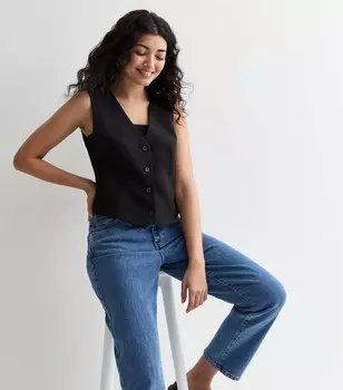 Черный жилет на пуговицах спереди New Look, черный