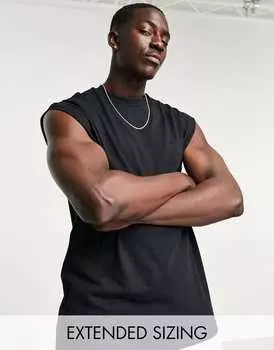 Черный жилет оверсайз с заниженной проймой ASOS DESIGN