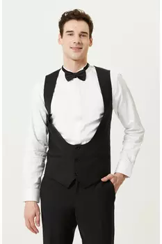 Черный жилет под смокинг без рукавов с V-образным вырезом Network, черный