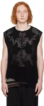 Черный жилет с цветочным принтом Dries Van Noten