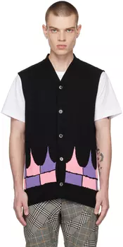 Черный жилет с графическим рисунком Comme des Garons