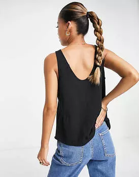 Черный жилет с круглым вырезом из смесового хлопка ASOS DESIGN Petite — ЧЕРНЫЙ