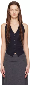 Черный жилет с открытой спиной DRAE