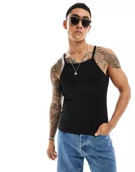 Черный жилет с тонкими бретелями ASOS DESIGN