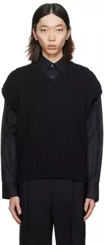 Черный жилет с v-образным вырезом Wooyoungmi