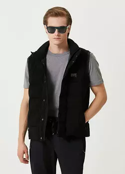 Черный жилет с воротником стойкой и логотипом Dolce&Gabbana