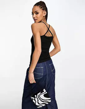 Черный жилет с высоким воротником и перекрещенной спиной Vero Moda