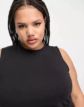 Черный жилет с заниженными проймами и необработанными краями ASOS DESIGN Curve
