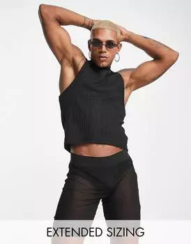Черный жилет скинни с эффектом металлик и водолазкой ASOS DESIGN